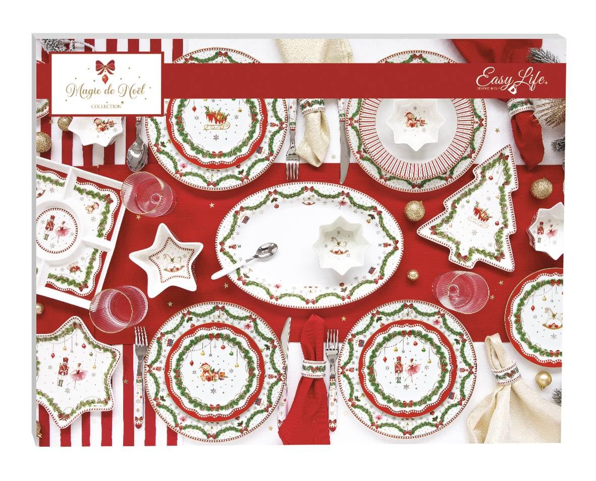 EASY LIFE SET APERITIVO 3 CIOTOLINE SU VASSOIO 34 X 12 CM - MAGIE DE NOEL