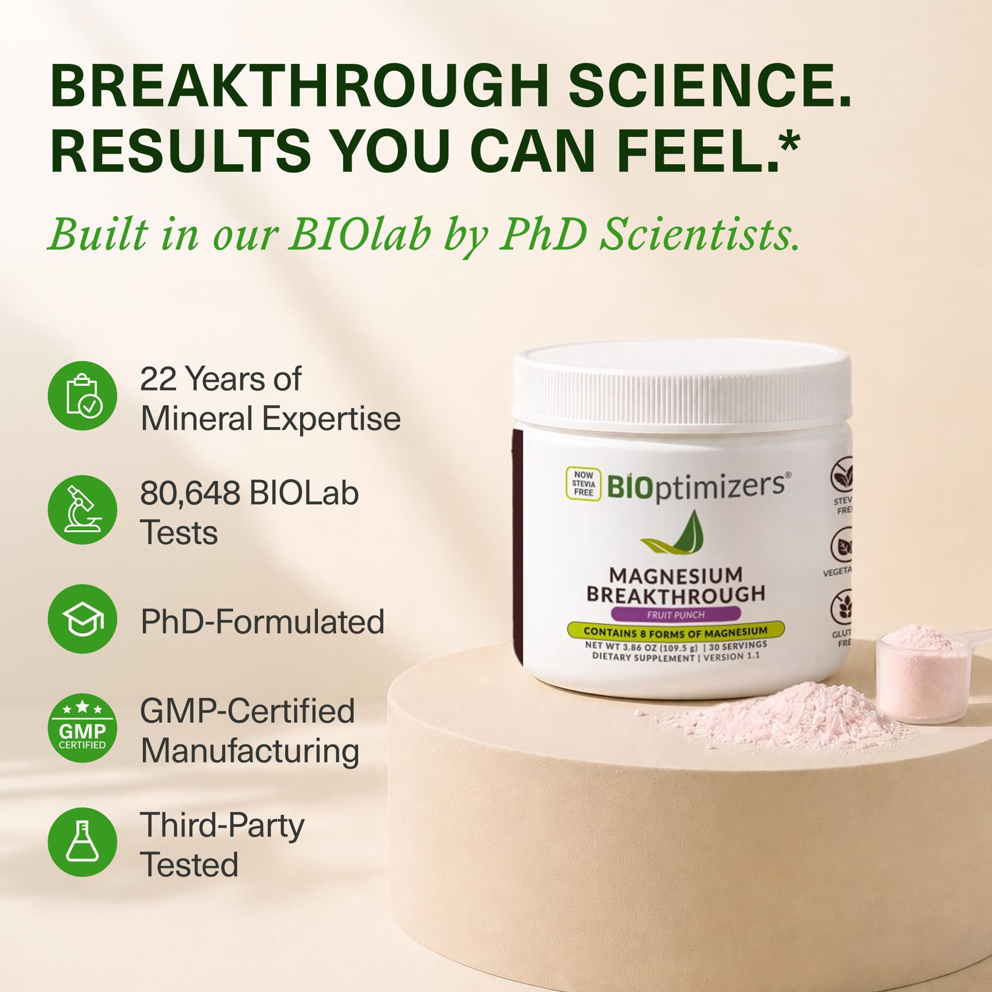 BIOptimizers Magnesium Drink, 8 Forms of Magnesium Fruit Punch, 30 Servings — Amazon image 5
