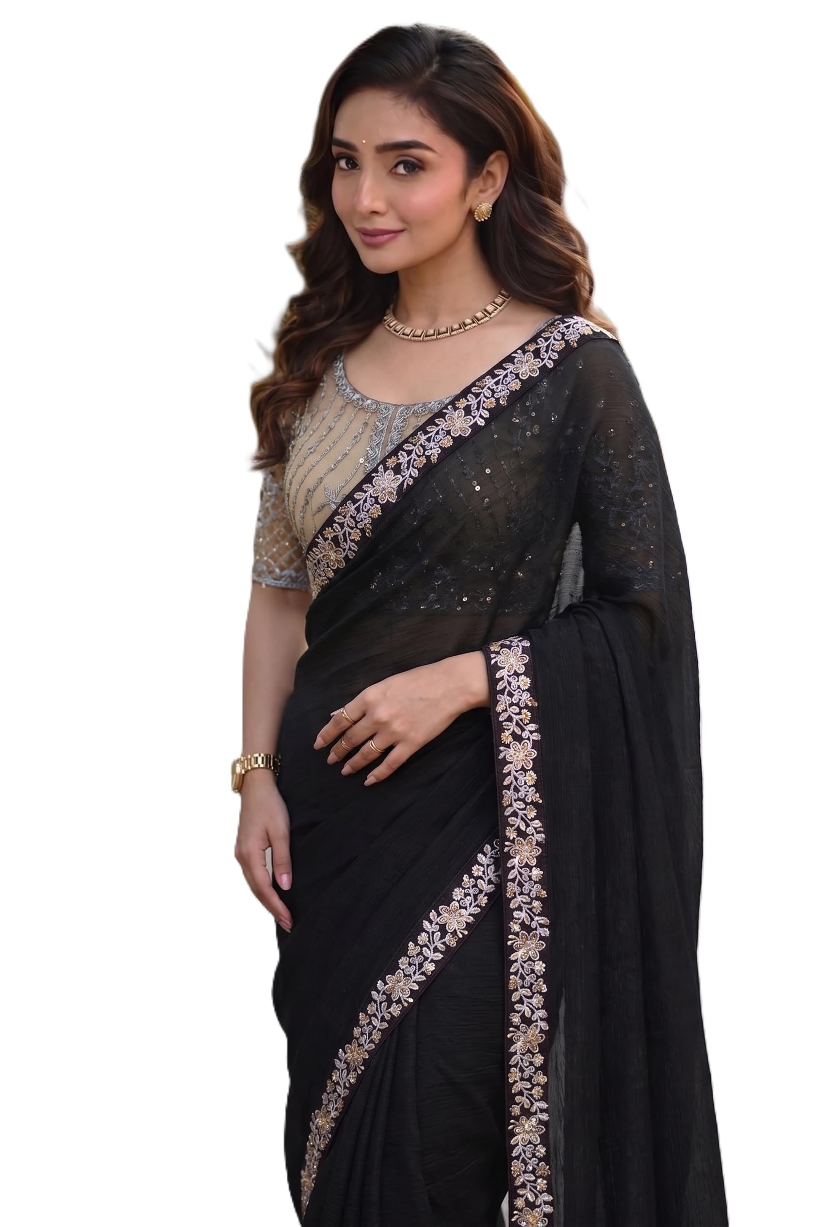 shyamlata Women's Satin Silk Embroidered Saree With Unstitched Blouse-picture-12