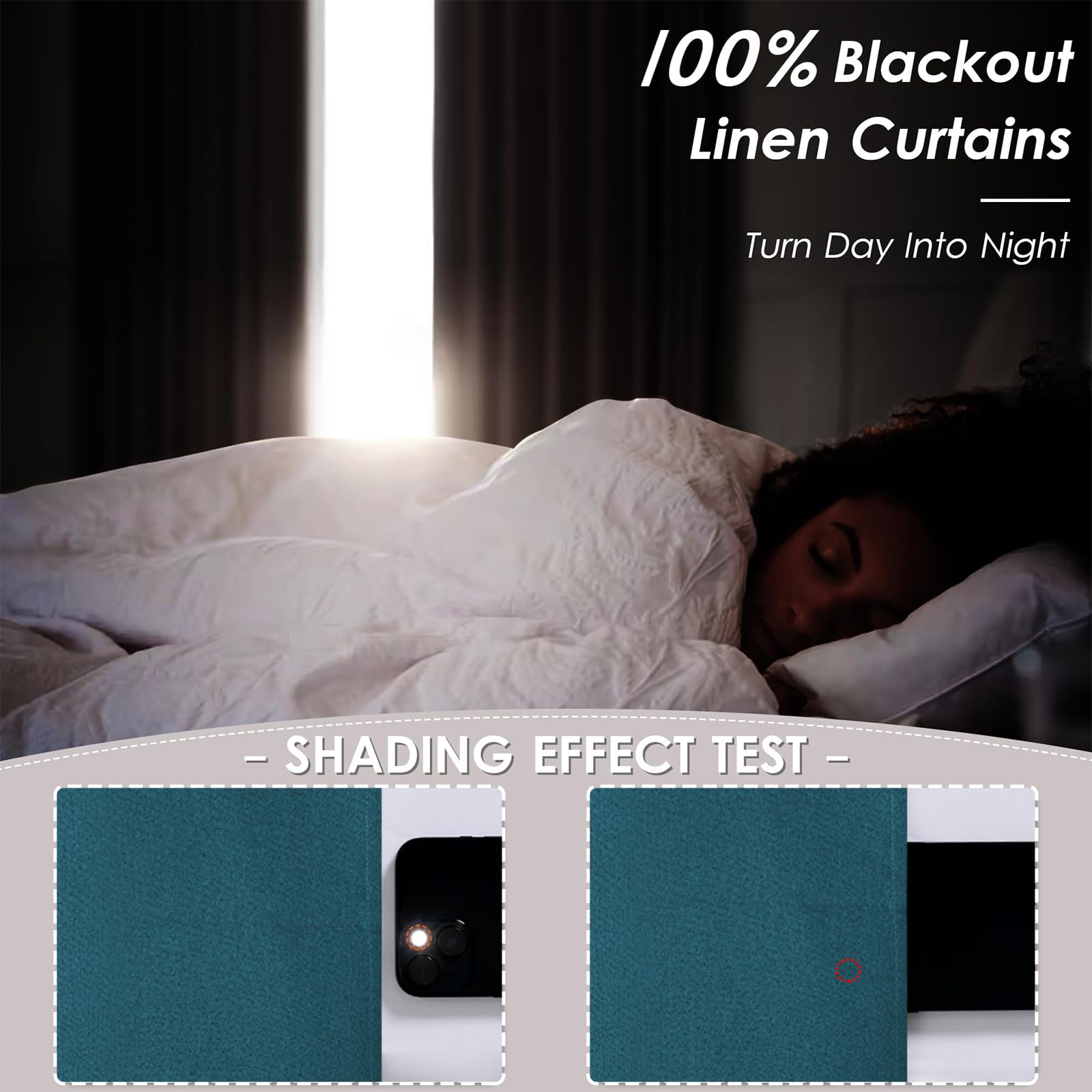 Ystyle Curtains Set of 2, 100% Blackout Curtains, 55 x 102 Inch, Thermal Curtain Against Cold and Heat, Linen Look - Image 3