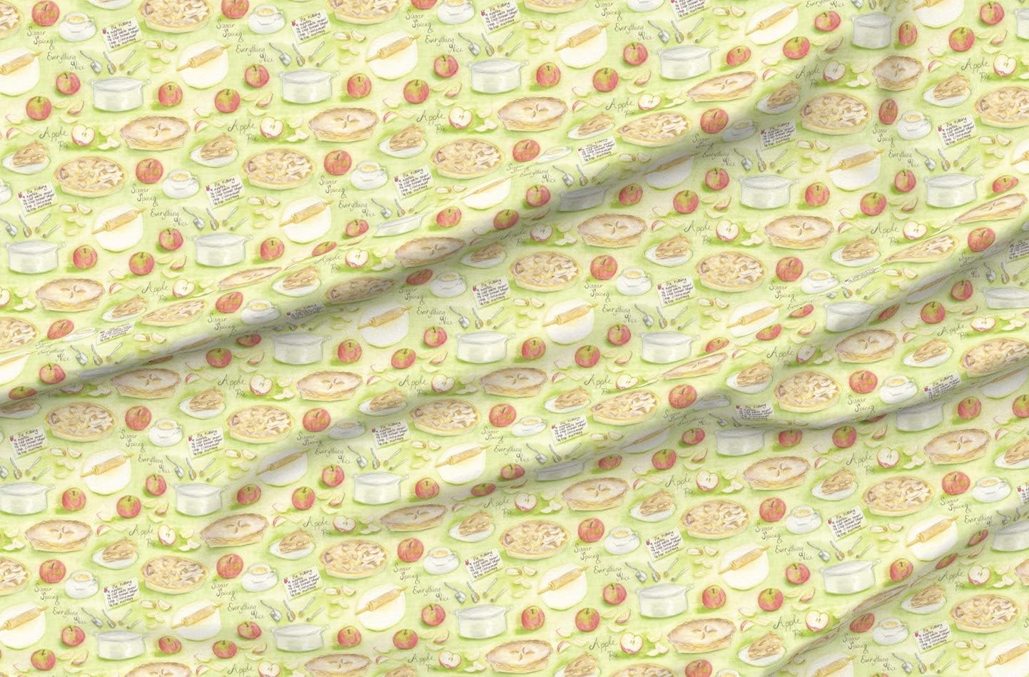 Spoonflower Fabric - Pie Apples Cooking Baking Printed on Organic Cotton Sateen Fabric by The Yard - Sewing Quilting Apparel Home Decor