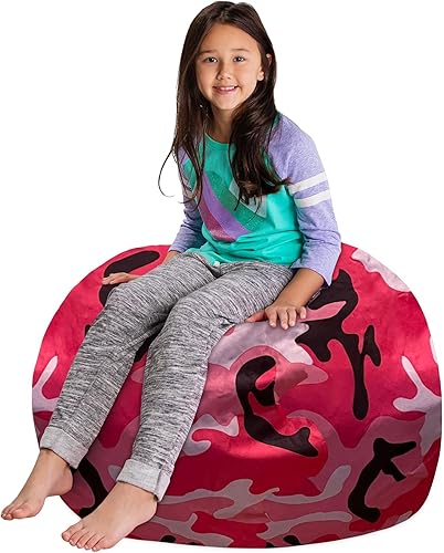 Miniatura 164 de Posh Stuffable - Sillón puff con almacenamiento para niños, contenedor de animales de peluche, organizador de juguetes de niños Lienzo Burbujas Azul