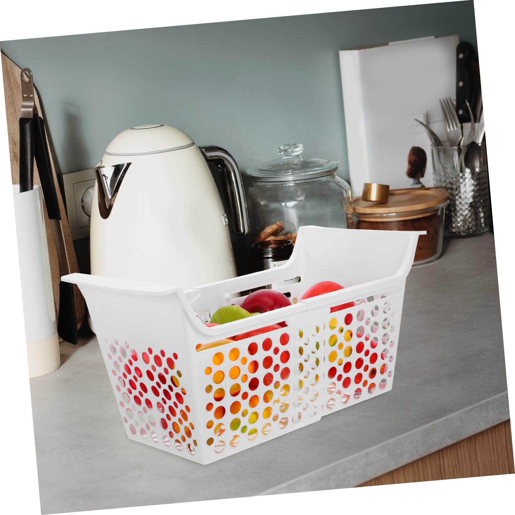 COLLBATH Cesta de Plástico para Congelador Horizontal, Extensible y Ajustable, Orificios de Drenaje, Adecuado para Organizar Alimentos Congelador
