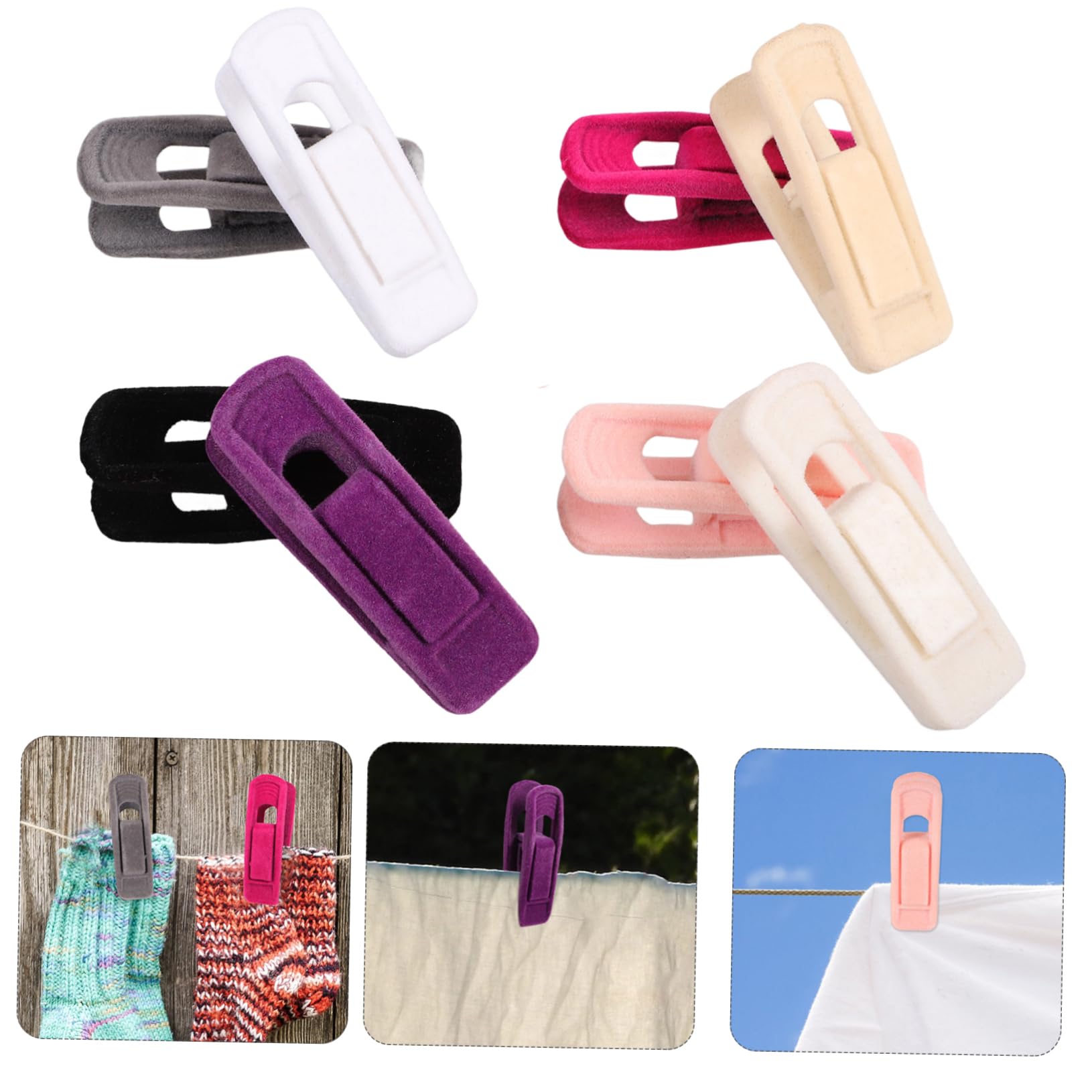 Velours Kleiderbügelclips 40 Stück aus Velour für Kleidung | Abs Clip, Rutschfeste Greifhilfe, 7x2, 1x1, 8cm, für Schrank und Garderobe