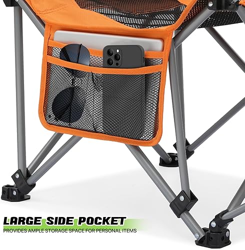Miniatura 7 de Magshion Silla de camping plegable reclinable con reposapiés para adultos, silla plegable resistente con reposapiés, color naranja