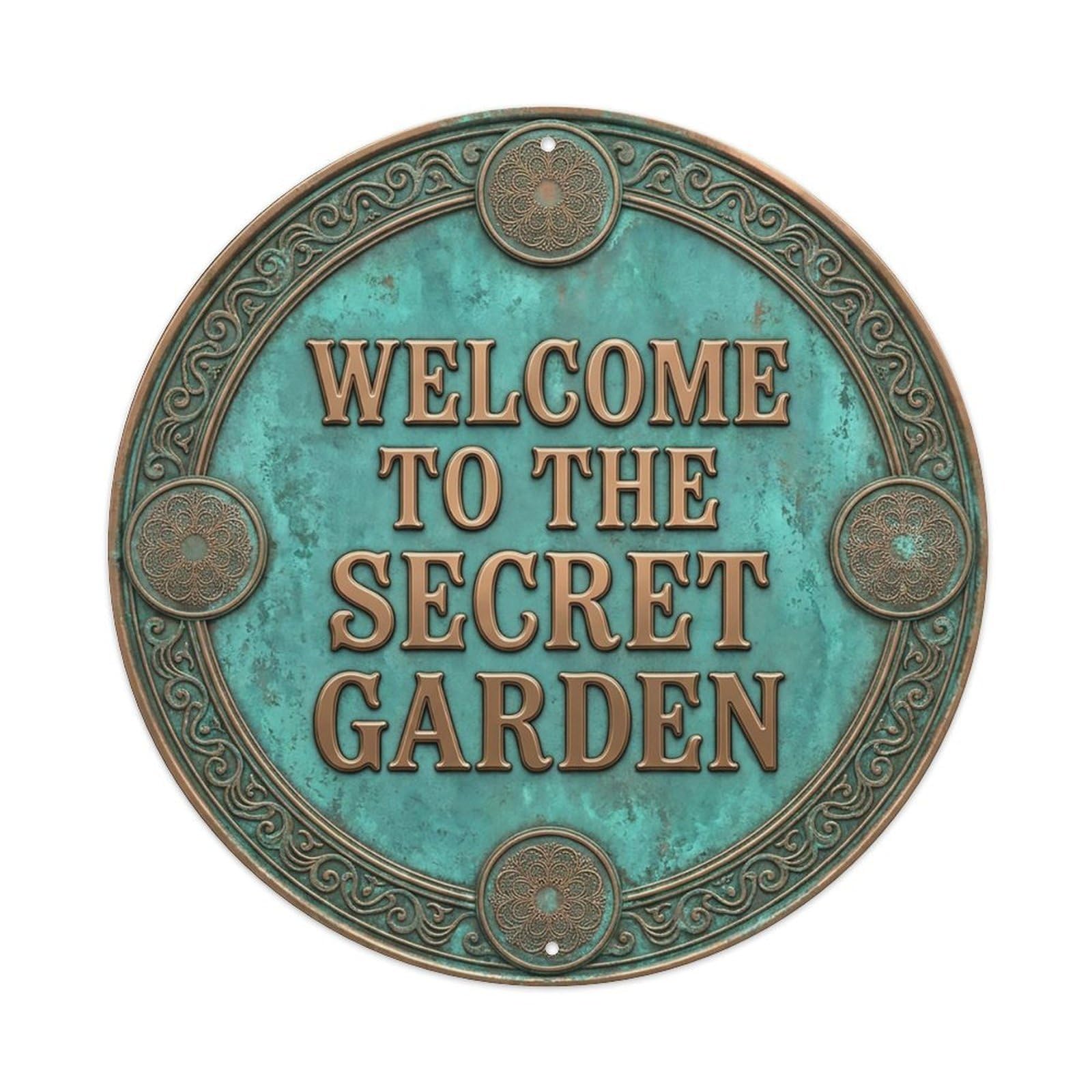 Vintage Welcome Secret Garden Lace Farmhouse Metal Tin Sign