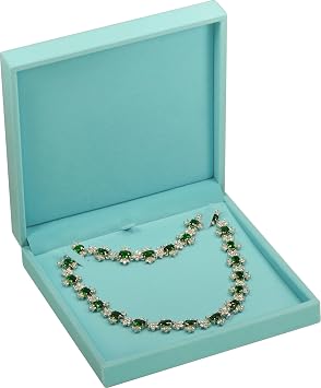 LAODA Big Necklace Chain Jewelry Gift Box Soft Touch Premium Velvet Material Choker Necklace Storage Holder Box for Women Men Size 6.4"W*6.4"D*1.5"H 1, Sky Blue