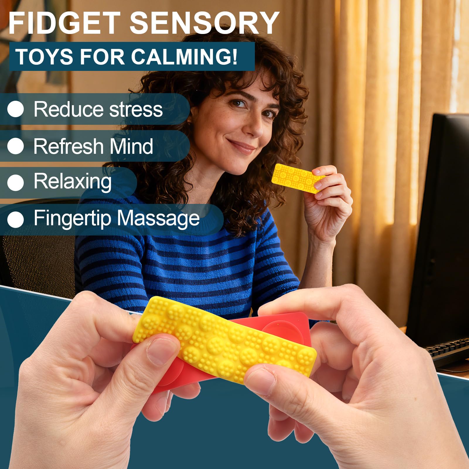 8 Pack Textured Sensory Suction Fidget Toys for Kids Adults Quiet Sensory Strips Stickers Autism ADHD Calming Anxiety Stress Relief Classroom Desk Must Have Christmas Stocking Stuffers Gifts