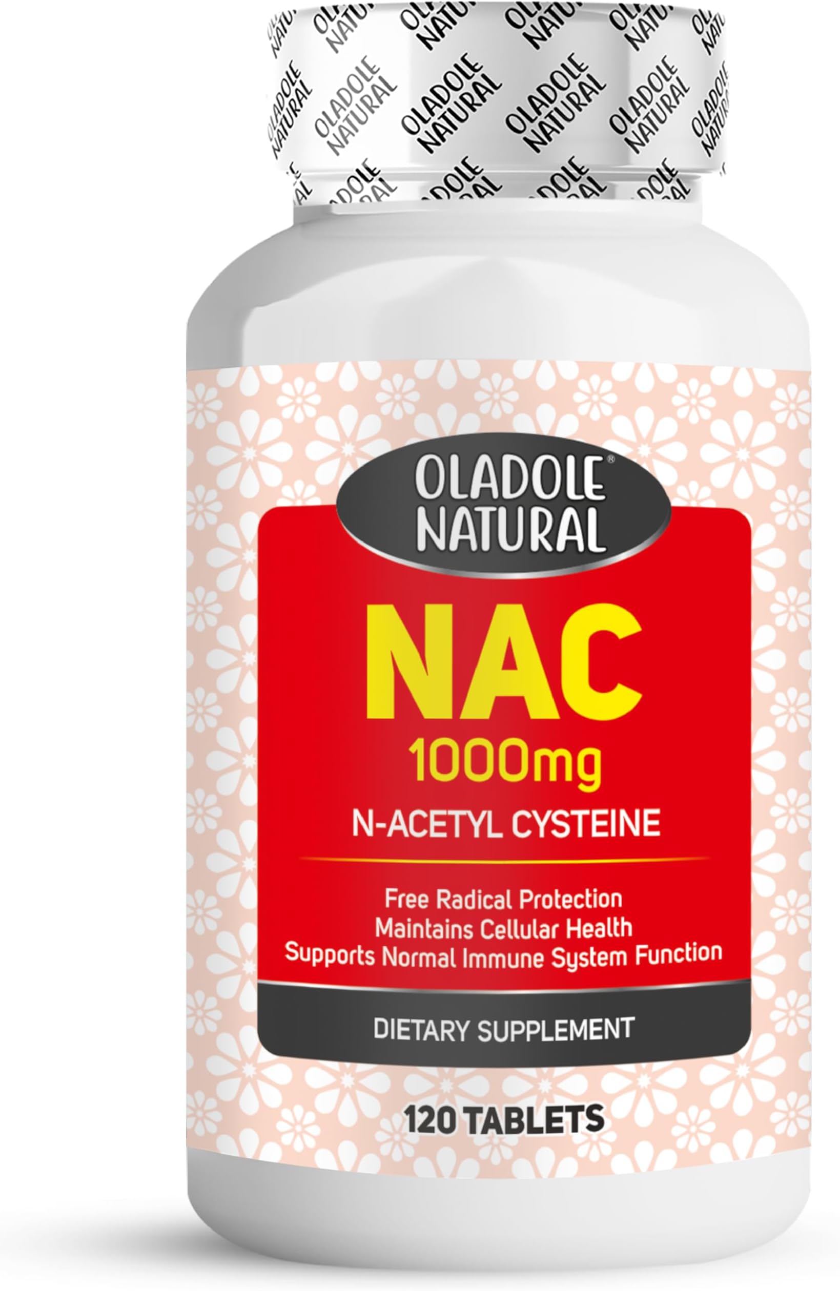 Oladole Natural N-Acetyl Cysteine (NAC) 1000mg - 120 Tablets | Supports Immune Function, Maintains Cellular Health, helps Detoxification | Promotes Antioxidant Activity and Enhances Respiratory Health