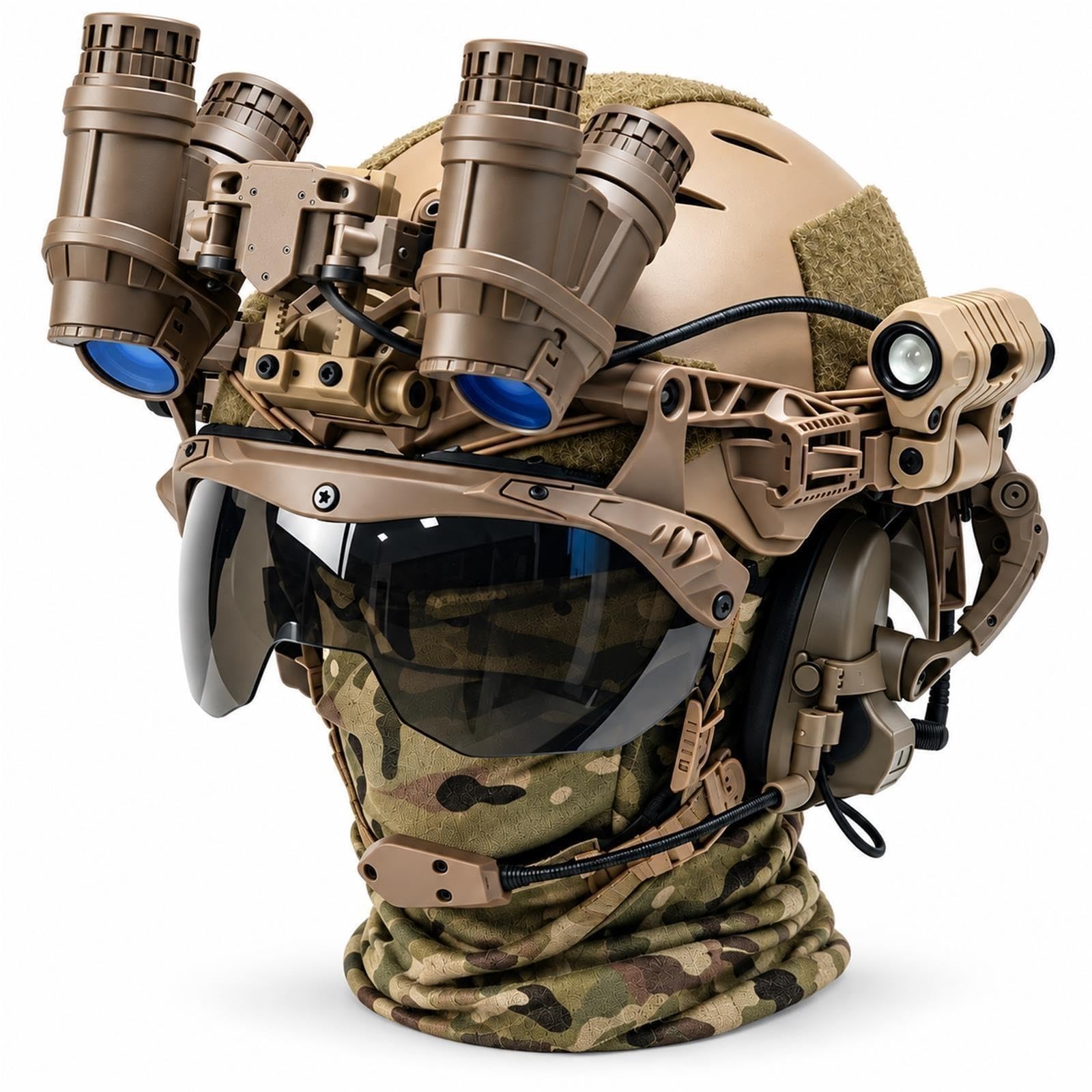 Set Casco Tattico Cuffie Modello GPNVG18 Luci