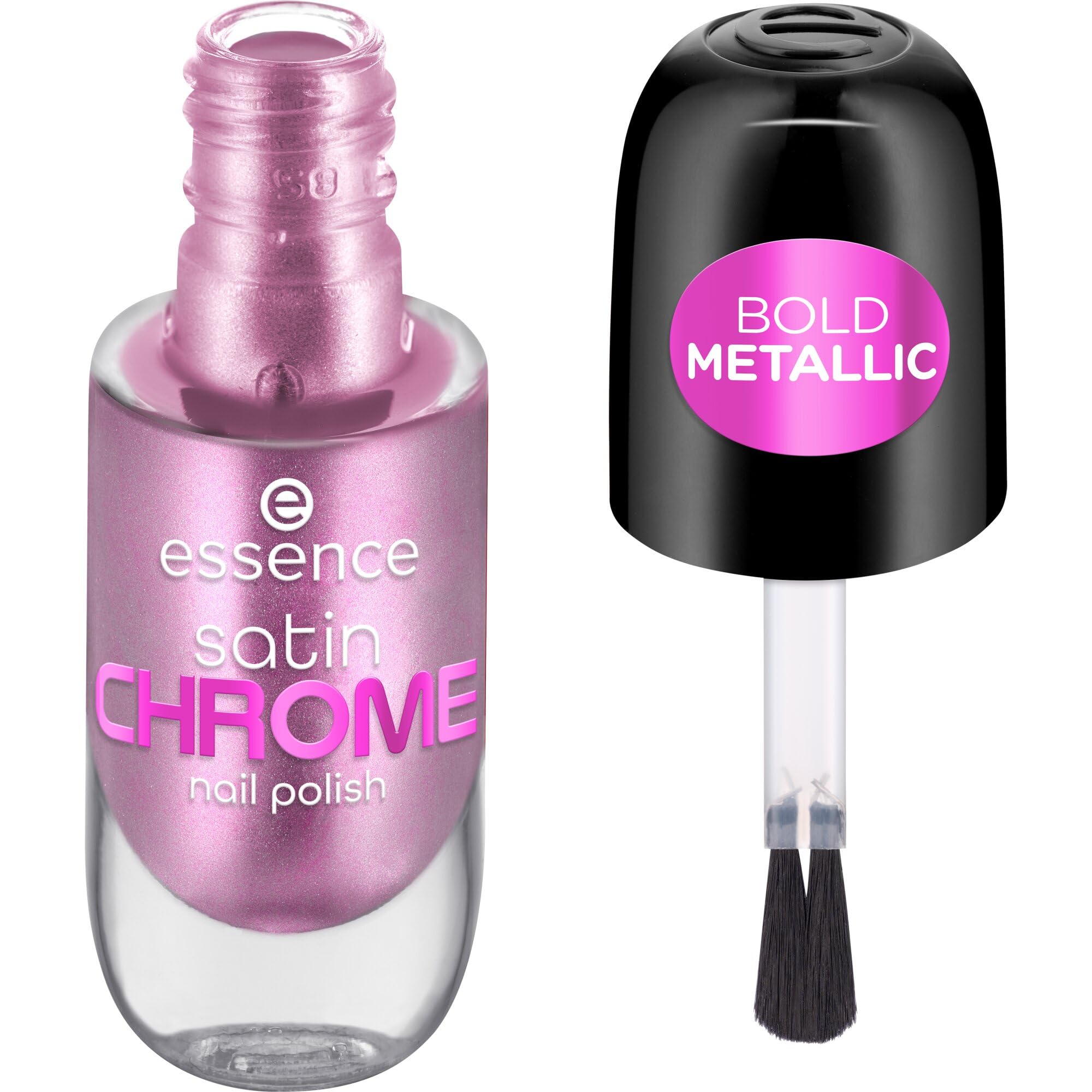 essence satin CHROME nail polish, covering, express result, highly pigmented, metallic (8ml)