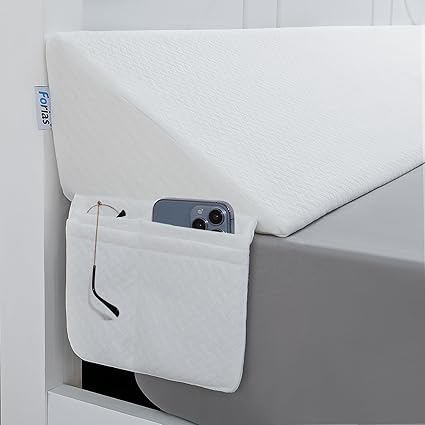 Forias King Size Bed Wedge Pillow for Headboard, Bed Gap Filler Between Mattress and Headboard, White Triangle Long Bolster Gap Filler(0-7