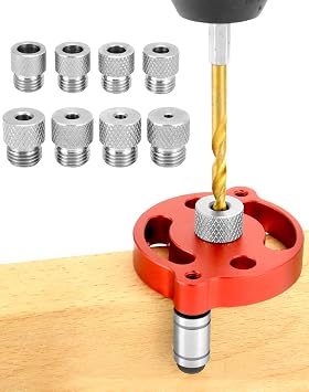 QWORK  Woodworking Center Finder Kit, Drill Guide Locator with 3/4/5/6/7/8/9/10mm Drill Bushings