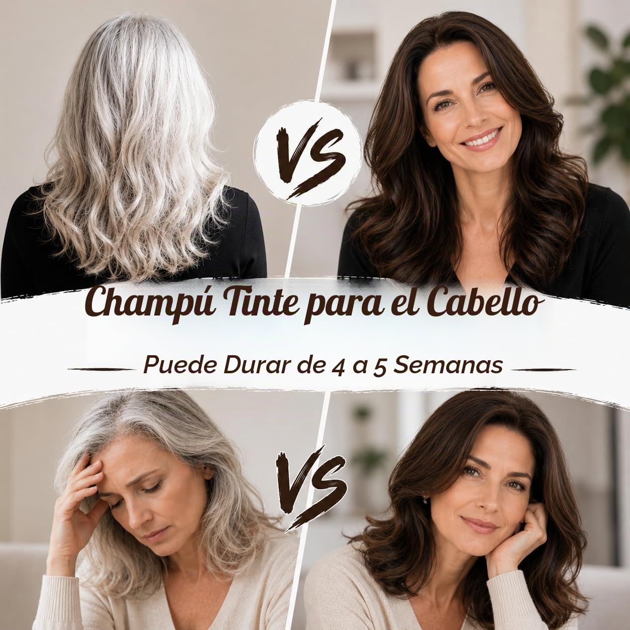 Champú Color Castaño Oscuro 500ml Tinte para Cabello Negro