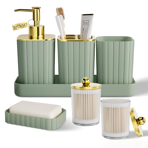 XLHOMO Bathroom Accessory Set - Gorgeous Bathroom Set, 7PC Sage