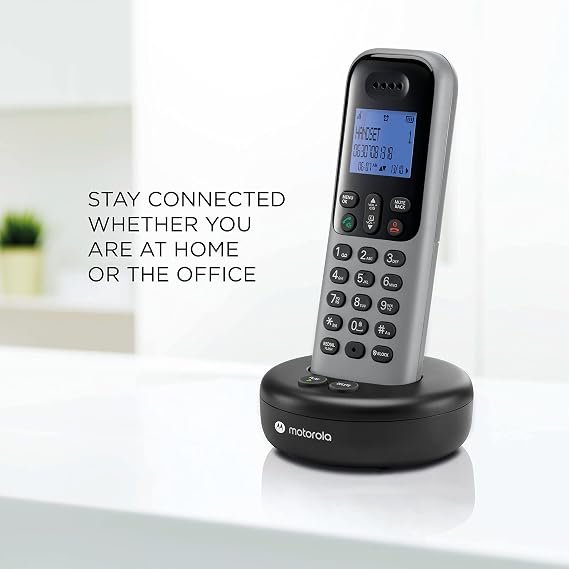 Motorola Voice Cordless Phone System 3 Digital Handsets + Answering Phone Remote Access Call Block, Dark Grey T613