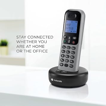 Motorola Voice Cordless Phone System 3 Digital Handsets + Answering Phone Remote Access Call Block, Dark Grey T613