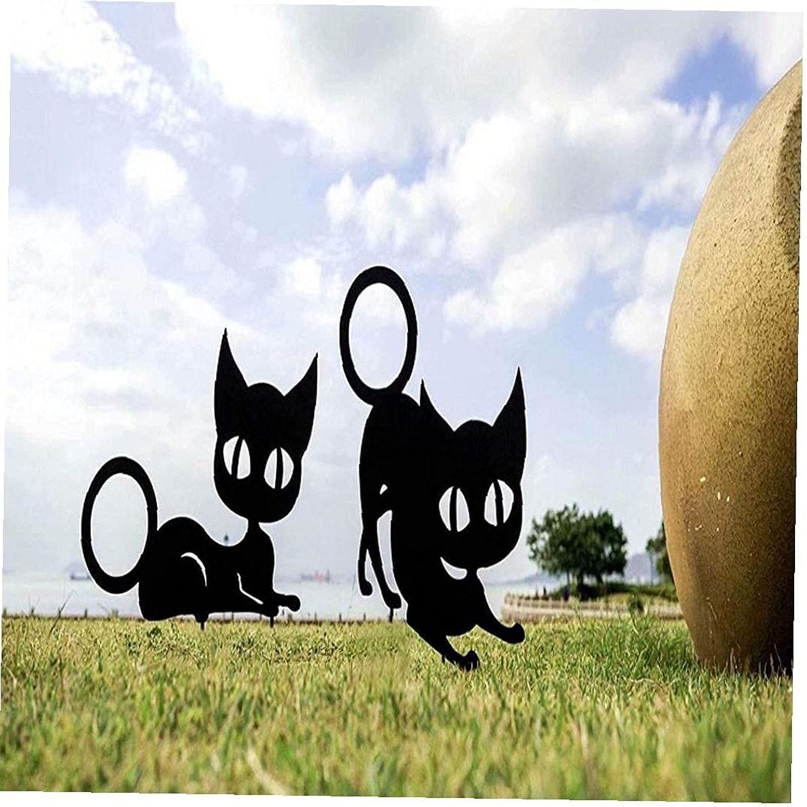 Zwarte kat Lolek - metalen figuur voor het tuinhek - tuinstekker silhouet metalen tuinstekkers tuinornamenten outdoor sculpturen