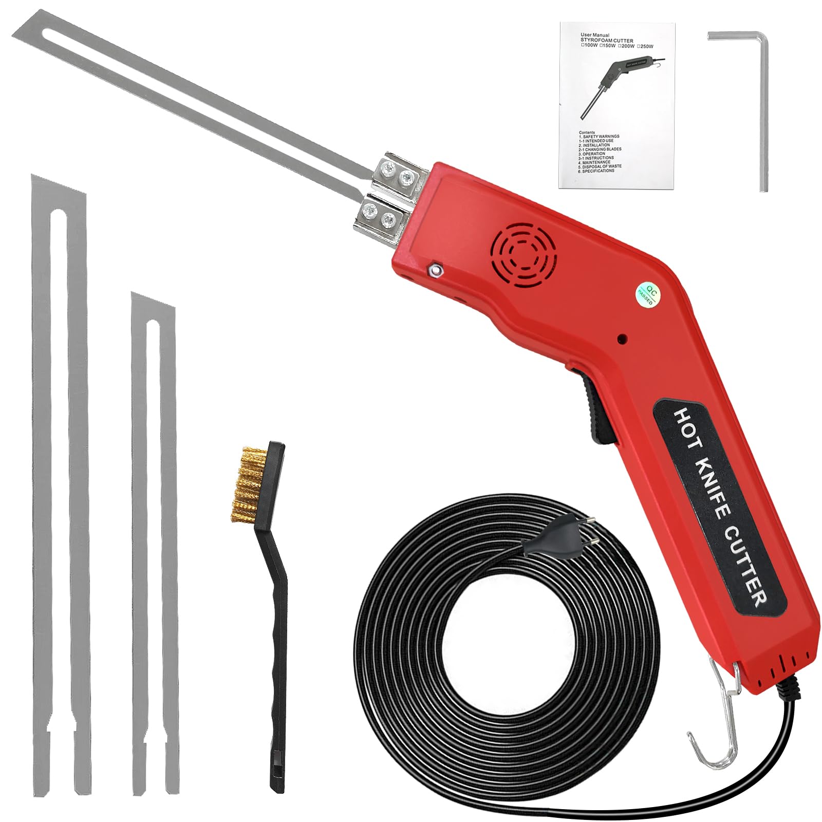 200W Styroporschneider Elektrische Heißmesser Schaumschneider mit 2 Klingen für Styropor, EPS, EPP, KT Board