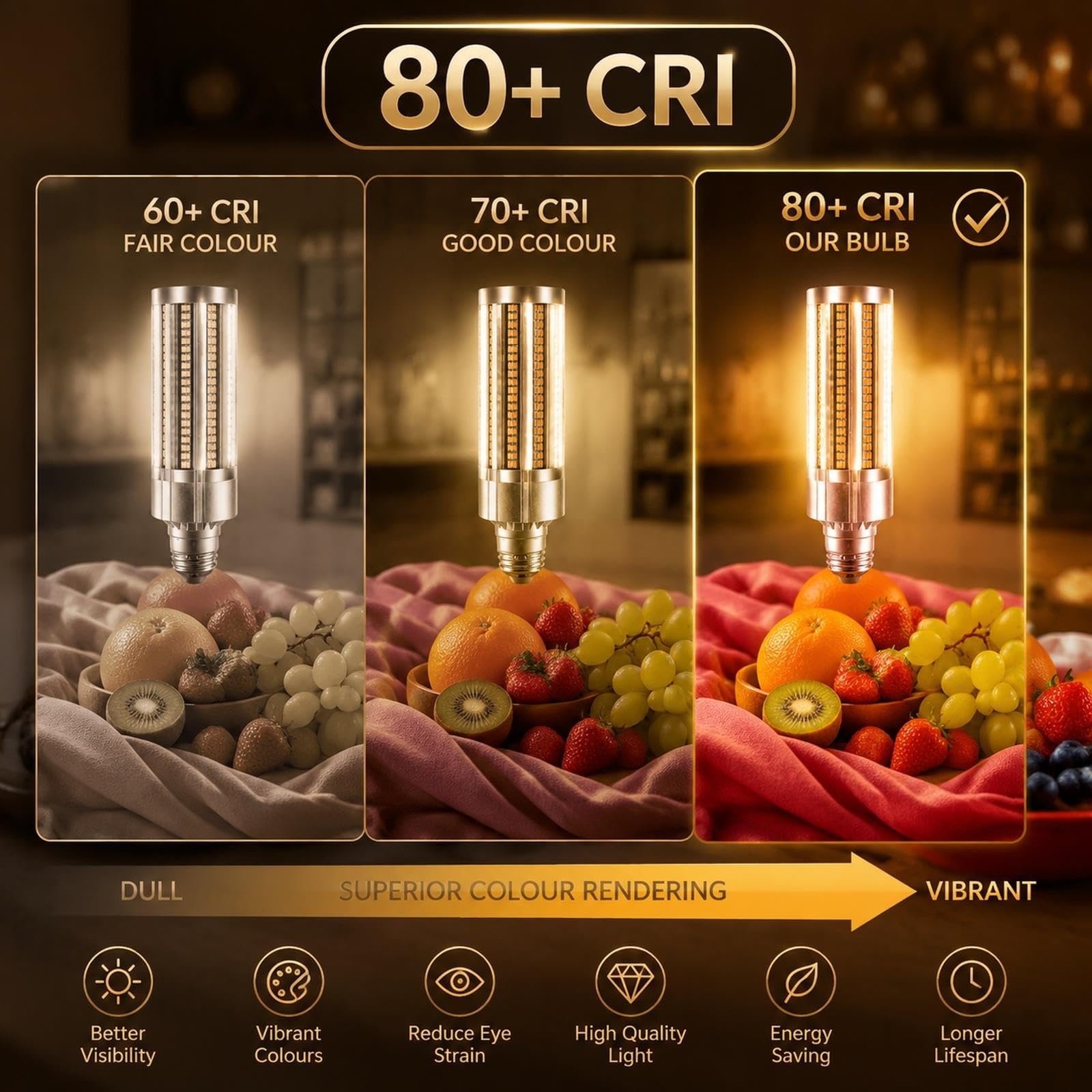 Lampadina LED Mais E27 Luce calda 3000K 60W Alta Potenza Non Dimmerabile