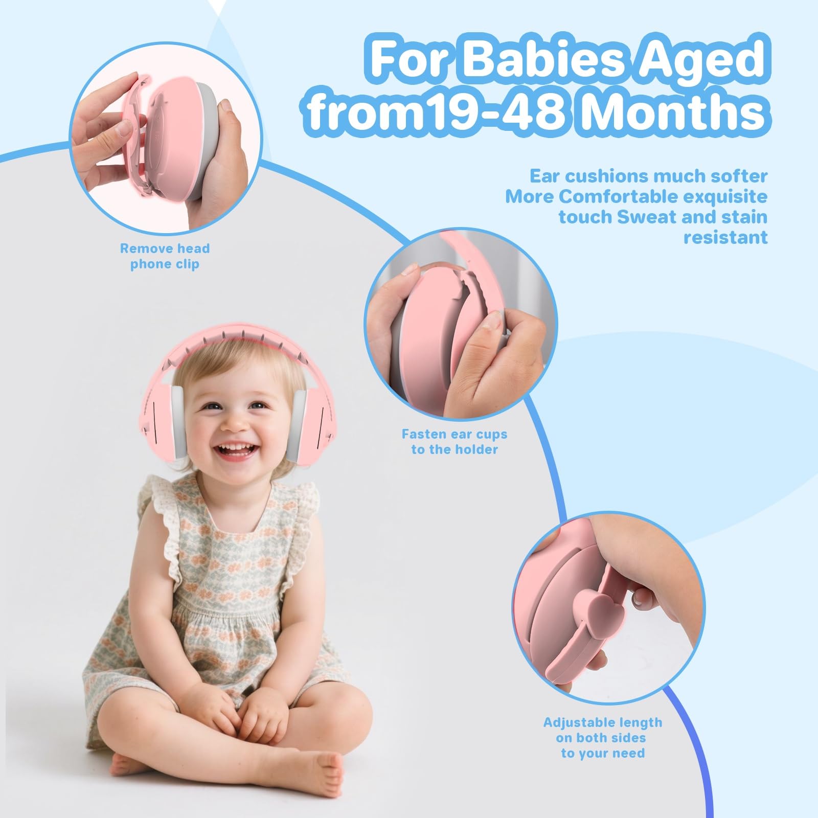 SHOCHX 2 in 1 Baby Ear Defender for Babies and Toddlers up to 36 Months, Noise Reduction Earmuffs - Image 4