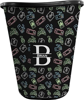 YouCustomizeIt Personalized Video Game Waste Basket - Single Sided Black