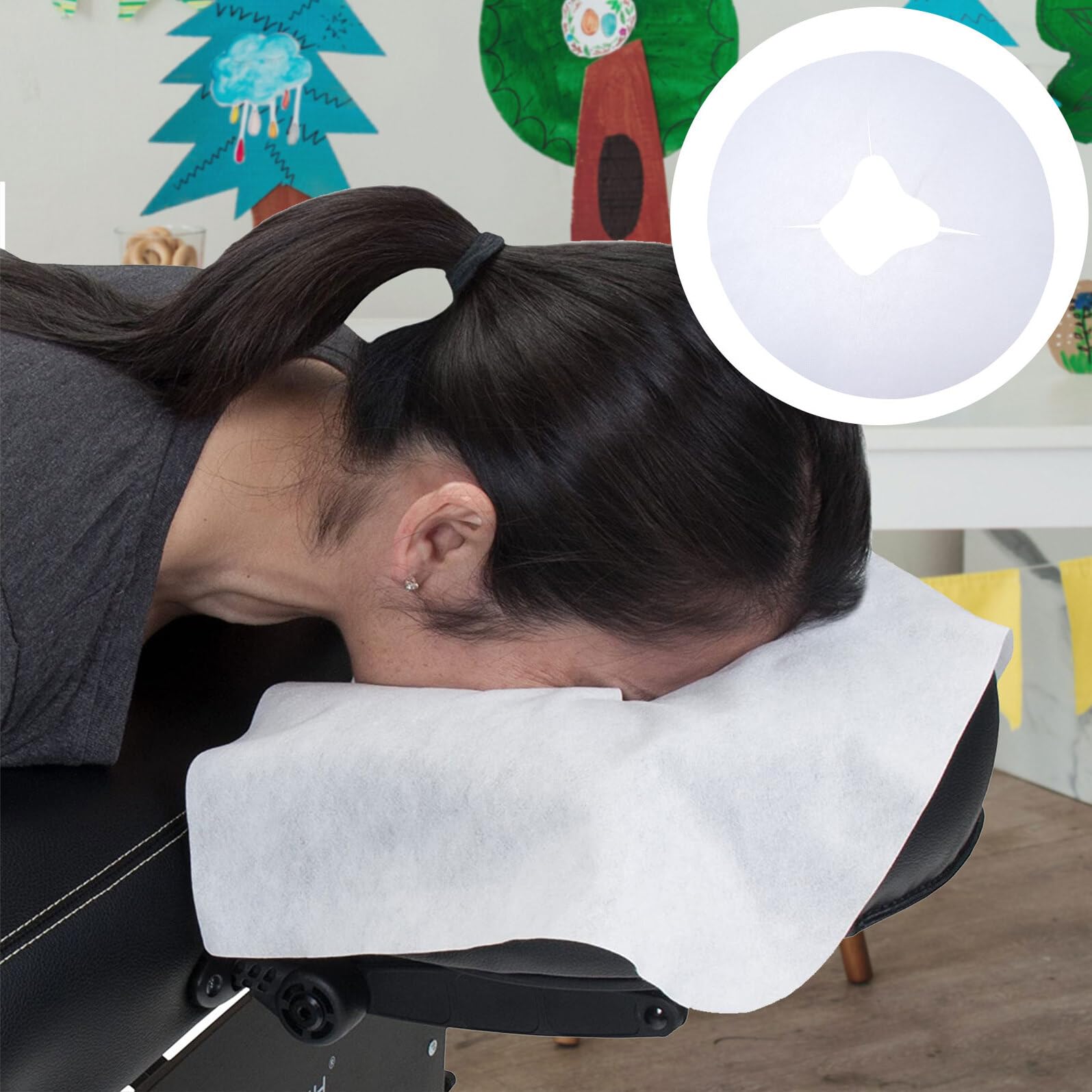 100pezzi Copertura Poggiatesta Massage Non Tessuto Bianco | Clinica e Beauty Salon, Morbidezza Igienica Monouso, Formato per Chiropratici e Acupuncturists