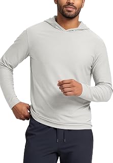 ODODOS Men's Long Sleeve Hoodie - odSTRATUM Tech Performance Pullover - Ultra Soft Moisture Wicking UPF 50+ Top