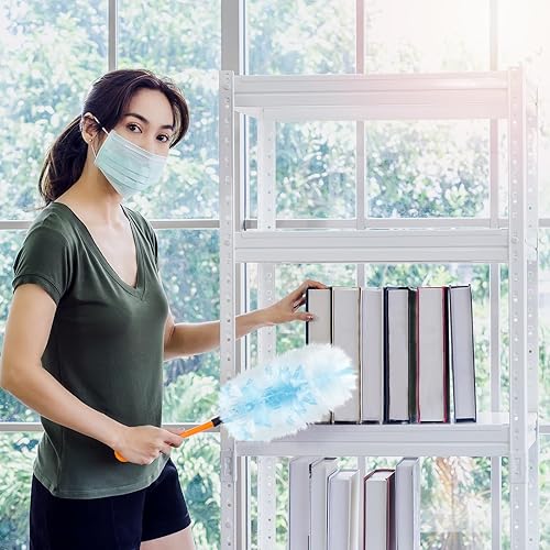 Miniatura 6 de Vesici 150 piezas de repuesto de plumero compatibles con Swiffer Dusters, repuesto desechable a granel grueso con 1 mango resistente para limpieza,