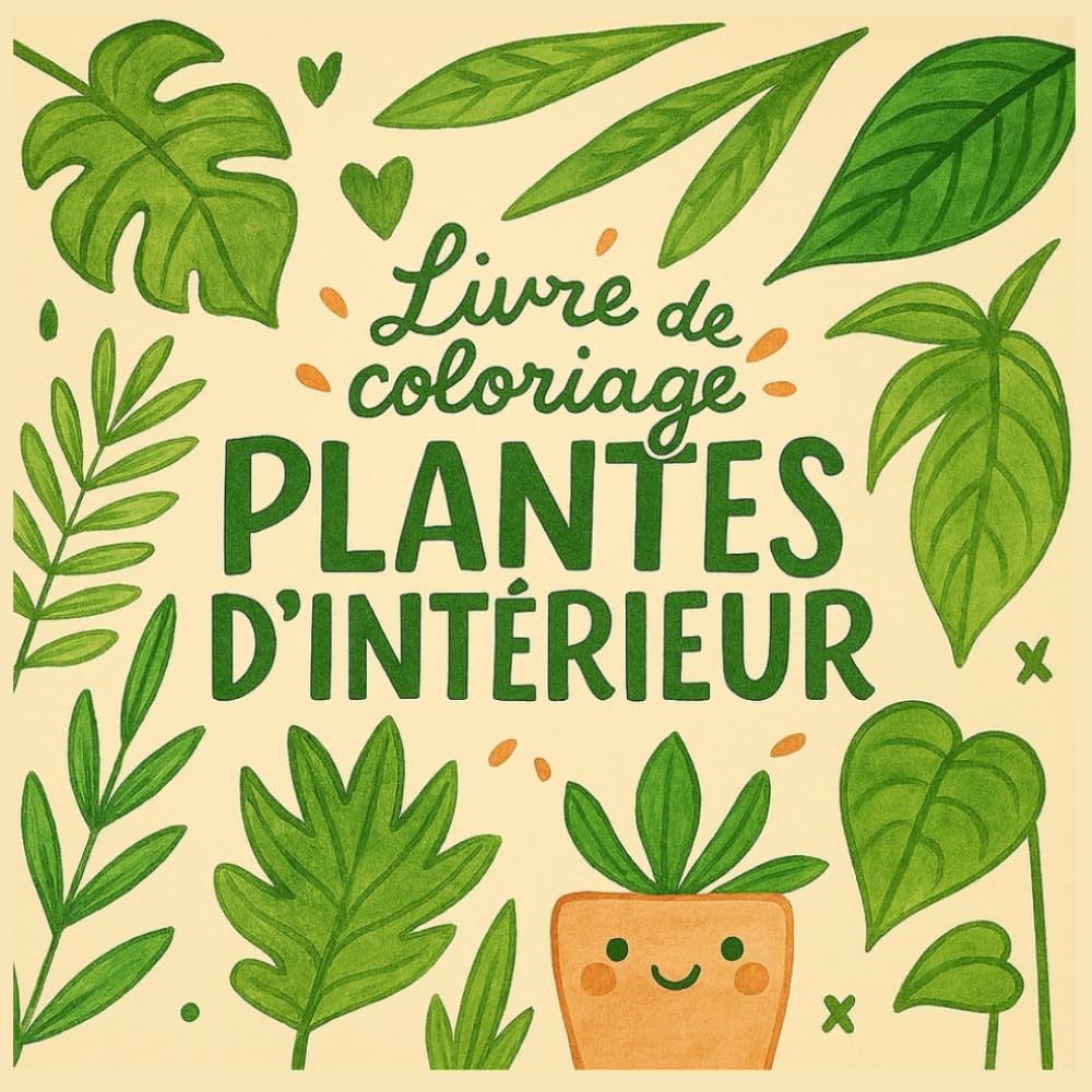 Livre de coloriage PLANTES D'INTÉRIEUR: Plantes d’intérieur — Pages botaniques relaxantes à colorier pour adultes et ados