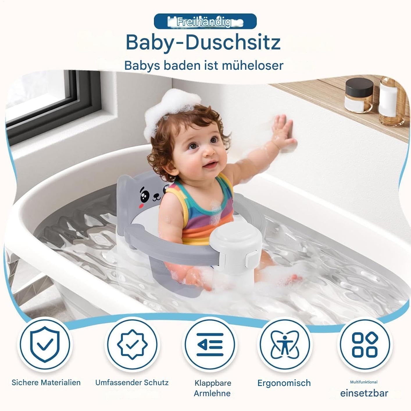 Asiento Baño Infantil Ventosas Imprescindibles 6-24 Meses Bebés