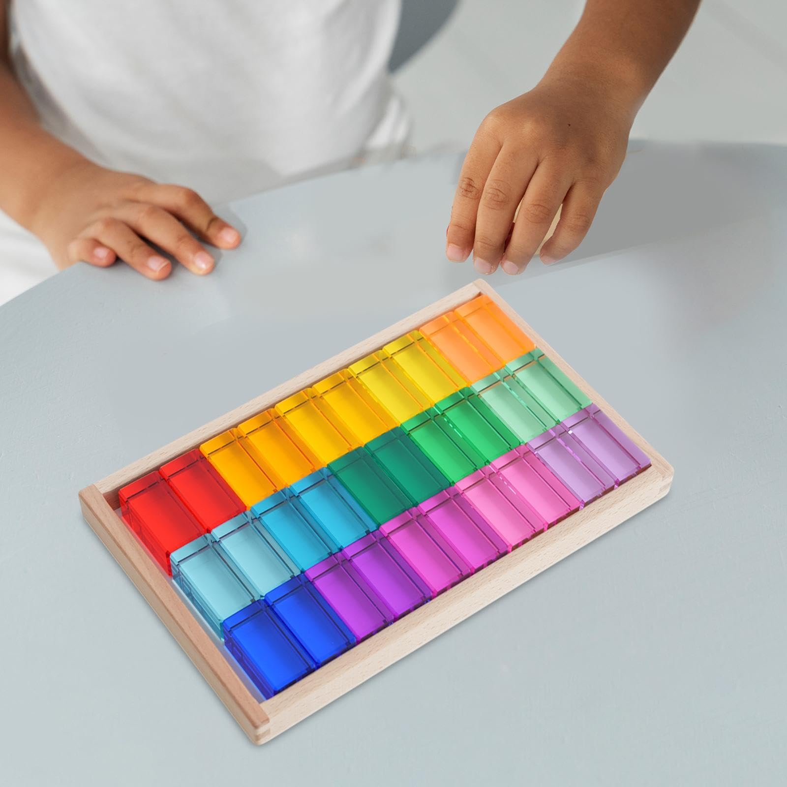 Set Di Blocchi Creativi In Acrilico E Legno | colorato, impilabile, educativo, include scatola