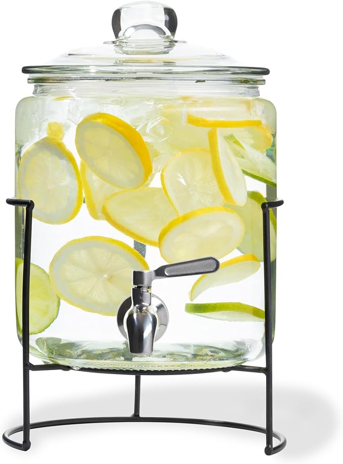Glass Drink Dispenser with Stand