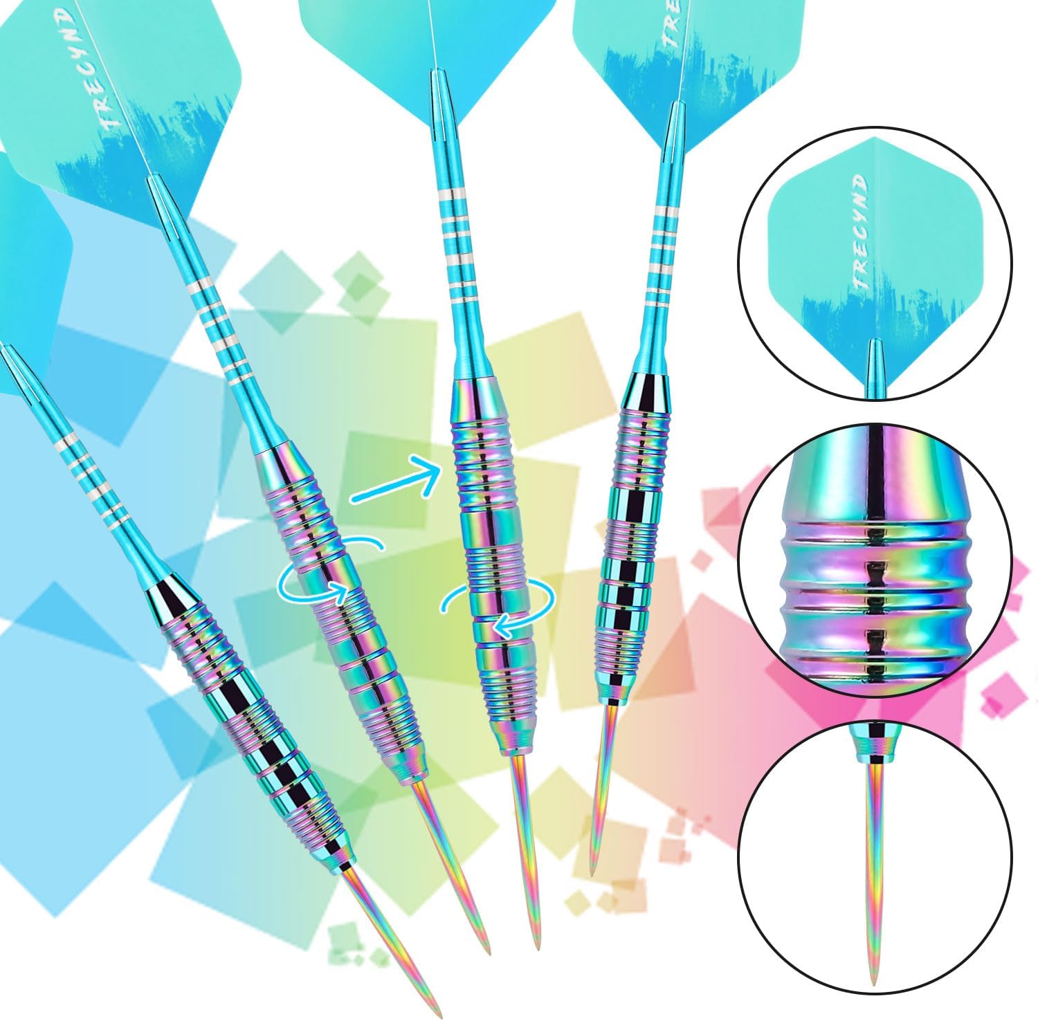 Darts Metal Tip Set 3 Aluminum Shaft Metal Dart Set Professional Darts Steel Tip Sets + Extra Dart Flights 3 Replace Plastic Shafts Beginner or Professional Darts 22g