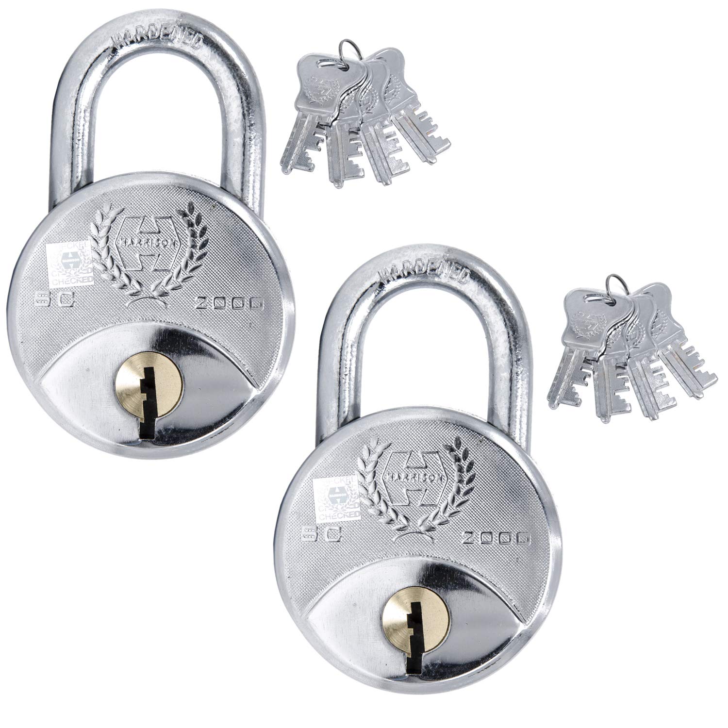Harrison SC-2000-0536_PK 4 Iron 8 Levers Padlock with 4 Keys (Pack of 4), Silver (65mm) — Amazon image 9