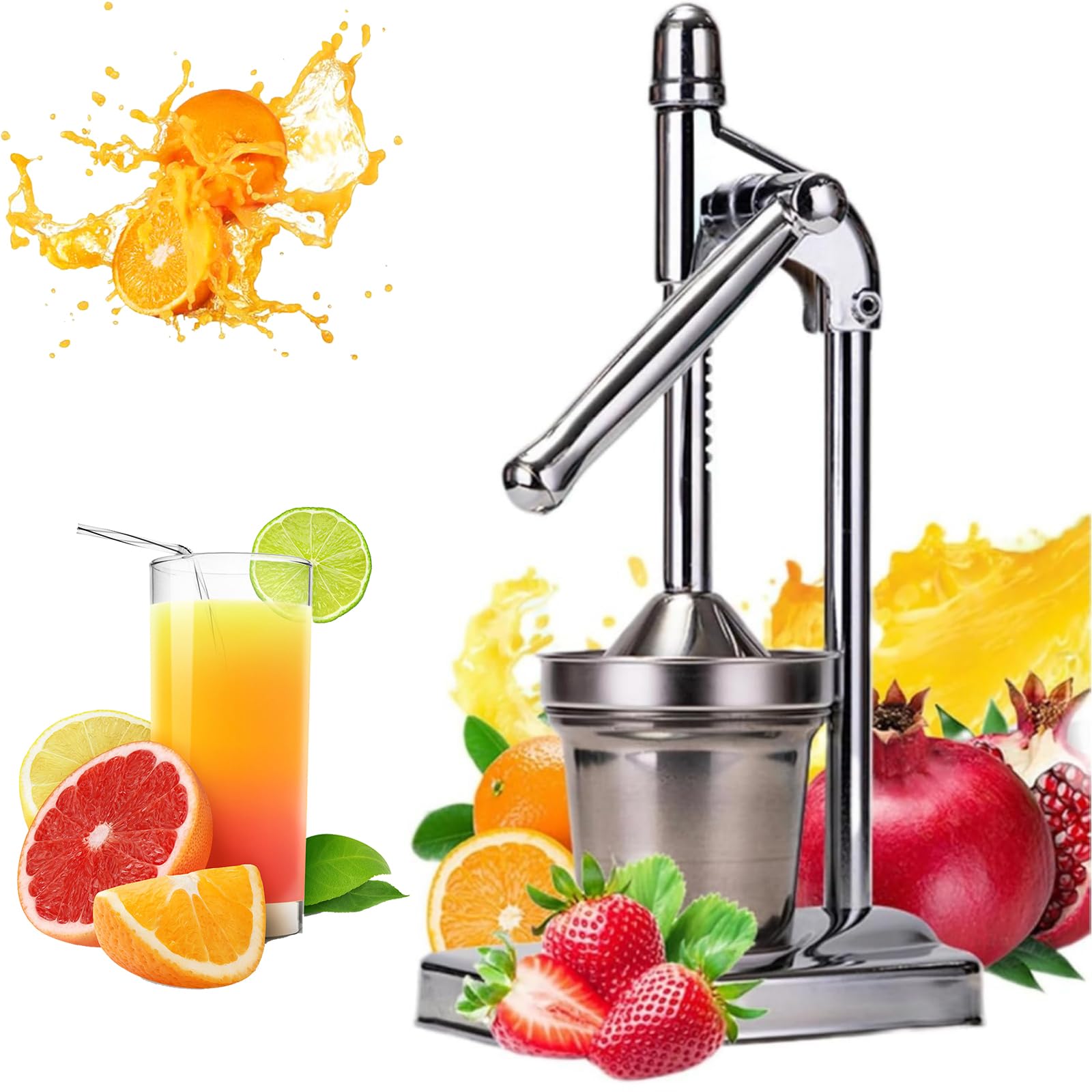 Manuelle Zitronenpresse aus Gusseisen, Zitronenpresse aus Edelstahl, hohe Festigkeit für Arbeitsplatte, für frische Limonade und Orangensaft, leicht zu reinigen