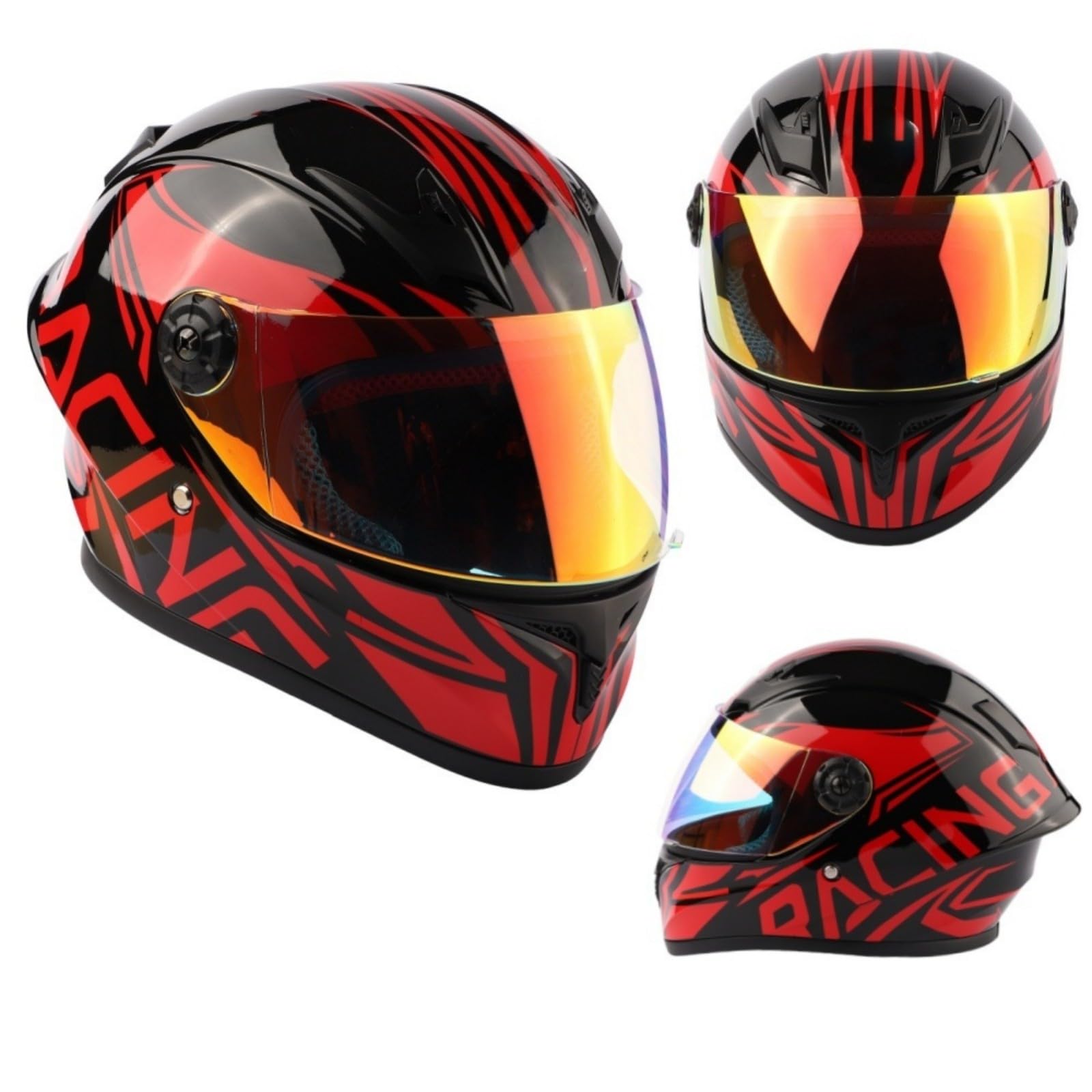 Kids Full Face Motorbike Helmet, Child All Weather Multi Purpose Helmet for Scooter, Electric Motorcycles, ECE Approved B,L(53-54CM)