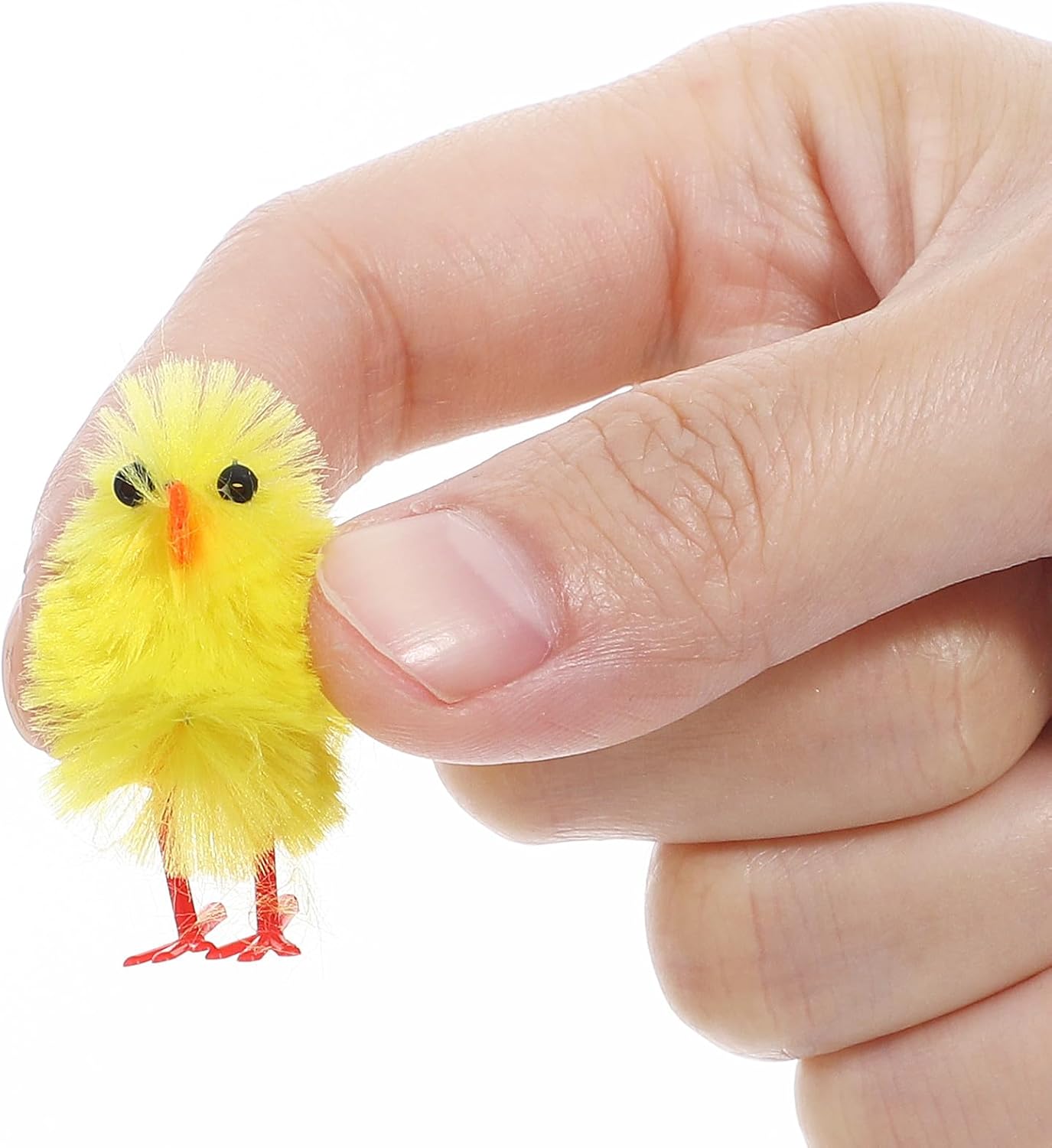 UKCOCO 60pcs Mini Easter Chicks: Simulation Chenille Easter Chickens Figurines Miniature Fuzzy Chick Egg Fillers Party Decorations, Bonnet Hat Crafts