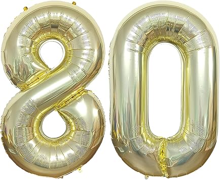 40 Inch Number 80 Foil Balloons 80 Celebration Decorations for Happy 80th Birthday Party Wedding Bridal Shower Engagement Photo Shoot Anniversary Decoration, Number 80 Champagne Gold Balloon
