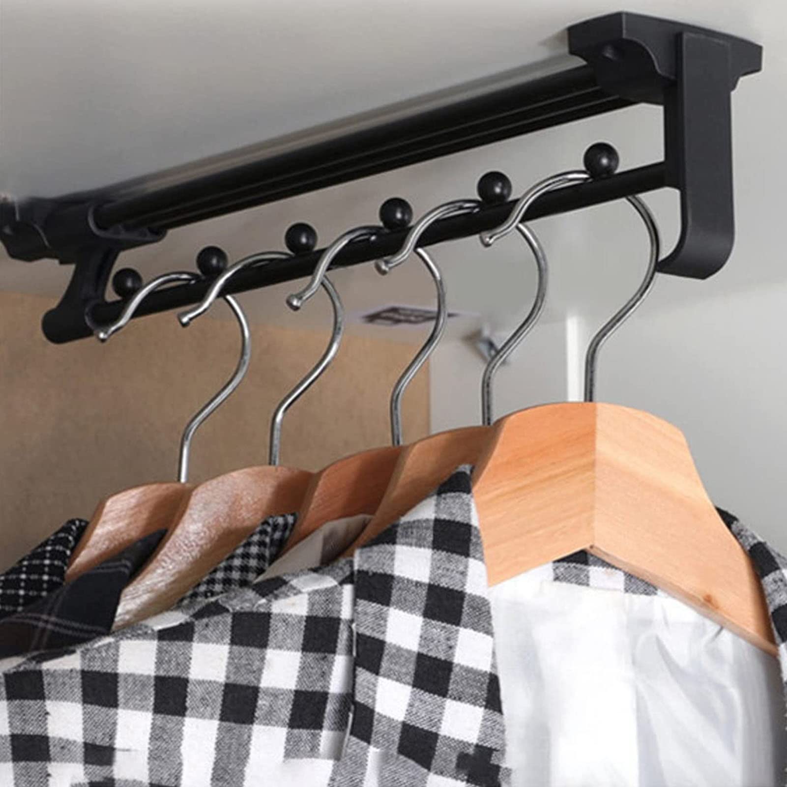 Wardrobe rail Pull-Out Extendable Closet Valet Rod, Sliding Wardrobe Hanging(50cm/19.7 inch)