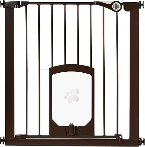 North States MyPet - Pasaje de puerta de gasolina de 38 pulgadas de anchura puerta segura con puerta pequeña con cerradura para mascotas Montaje a