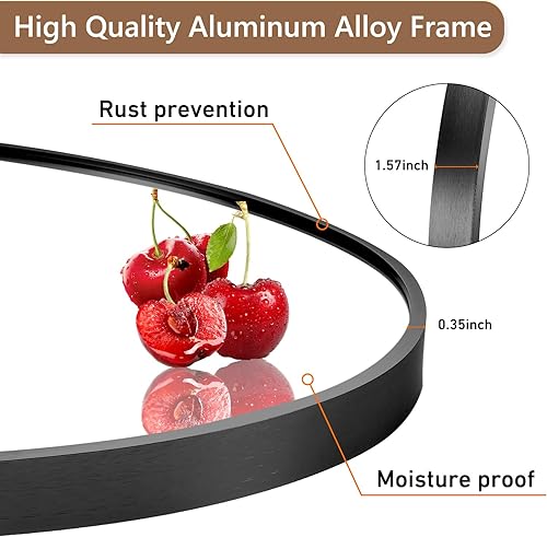 Miniatura 4 de Espejo de pared ovalado, espejo ovalado negro de 24 x 36 pulgadas, espejo de baño con marco de metal, espejo decorativo de pared para el hogar,