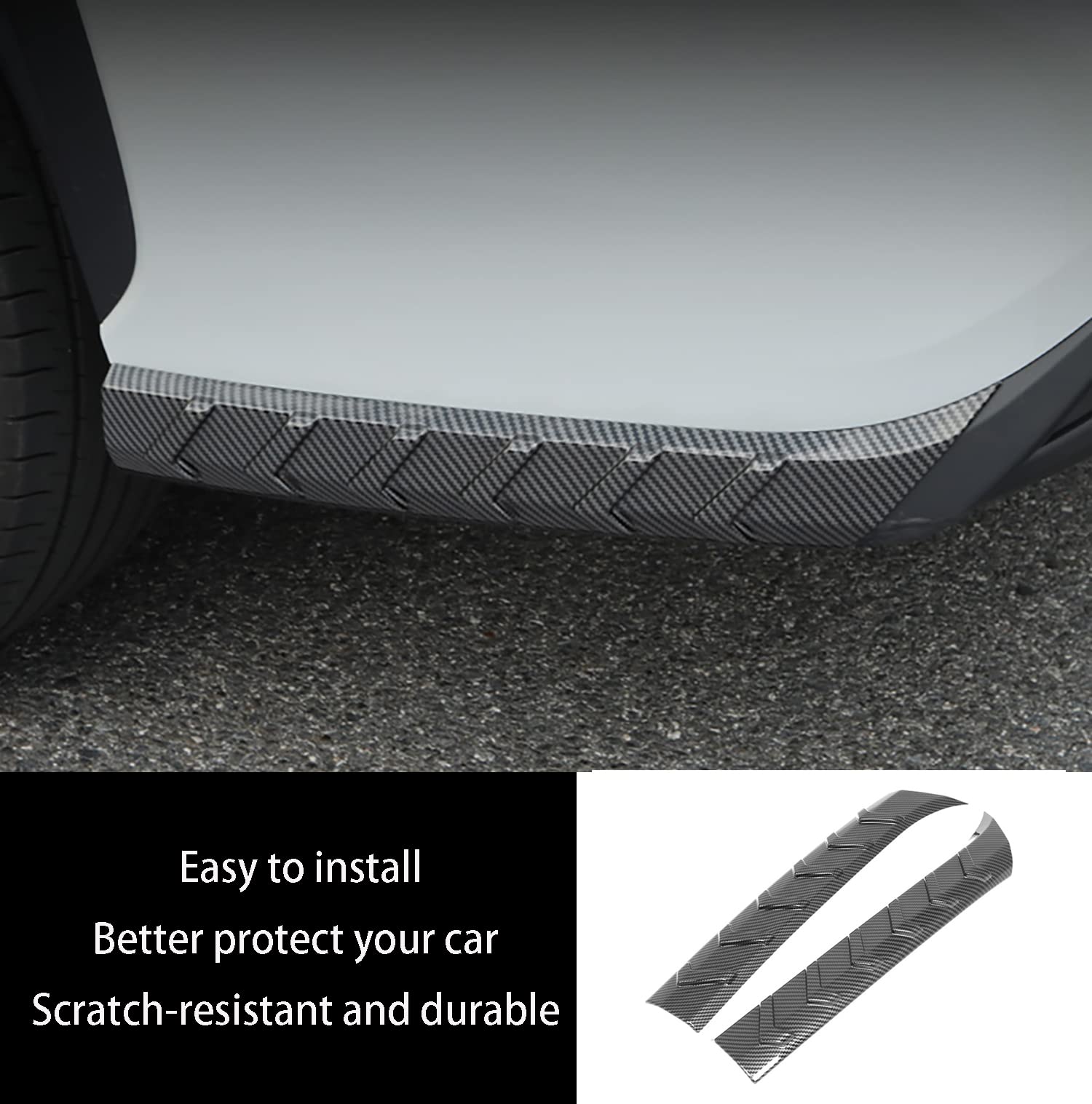 KELEIMAI Car Accessories Fit for Toyota Highlander 2020-2023 2024 2025 Rear Bumper Corner Protection Decoration Strip Guard Plate Cover Trim (Carbon Fiber Style) ABS 2 PCS