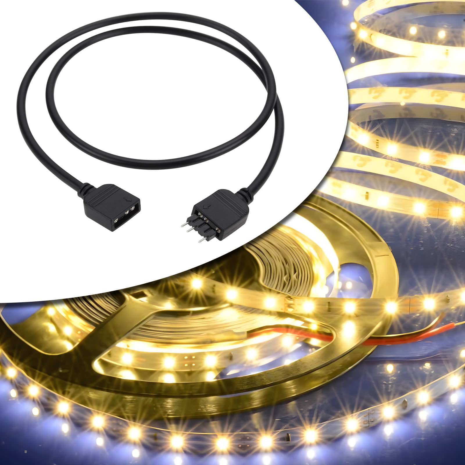 Câbles Shunt RVB Femelle à Femelle 3 Broches 50CM Câble d'extension 5 V Compatible Bandes Lumineuses RVB 5050 3528