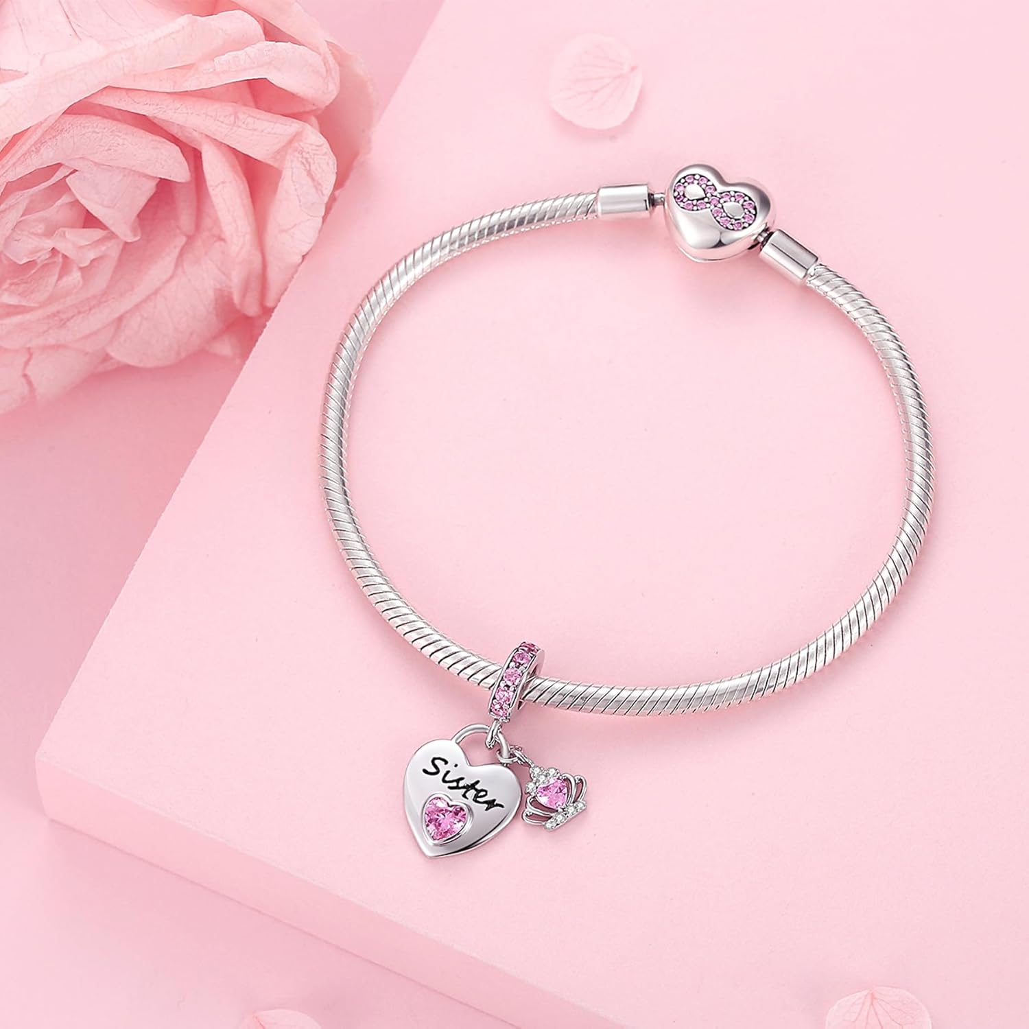 Family Charms for Charms Bracelet: 925 Sterling Silver Heart Dangle Charms for Bracelets and Necklaces, Birthday Mother's Day Christmas Jewelry Gifts For Women. - Image 5