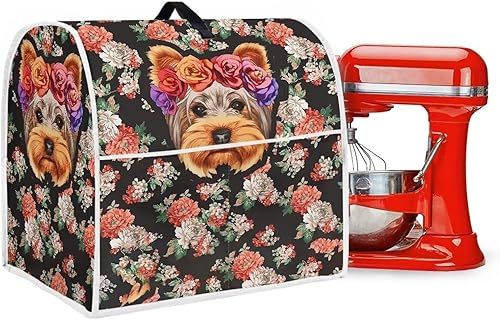 Miniatura 6 de Fundas florales de Yorkshire Terrier para electrodomésticos de cocina con asa superior para un fácil almacenamiento, tamaño S, suave, a prueba de