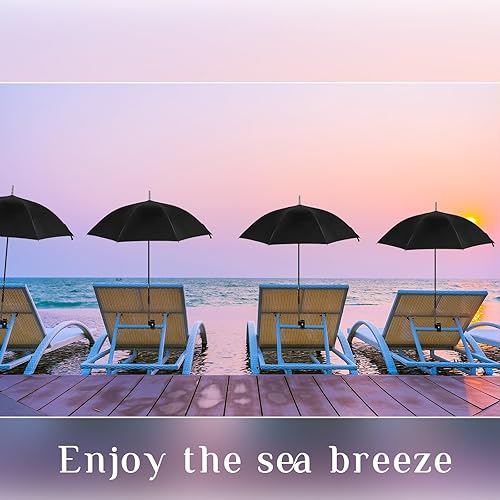 Miniatura 6 de Sanwuta 2 juegos de paraguas para silla con abrazadera, sombrilla de playa UPF 40+, paraguas ajustable de 360 grados, sombrilla de 42 pulgadas para