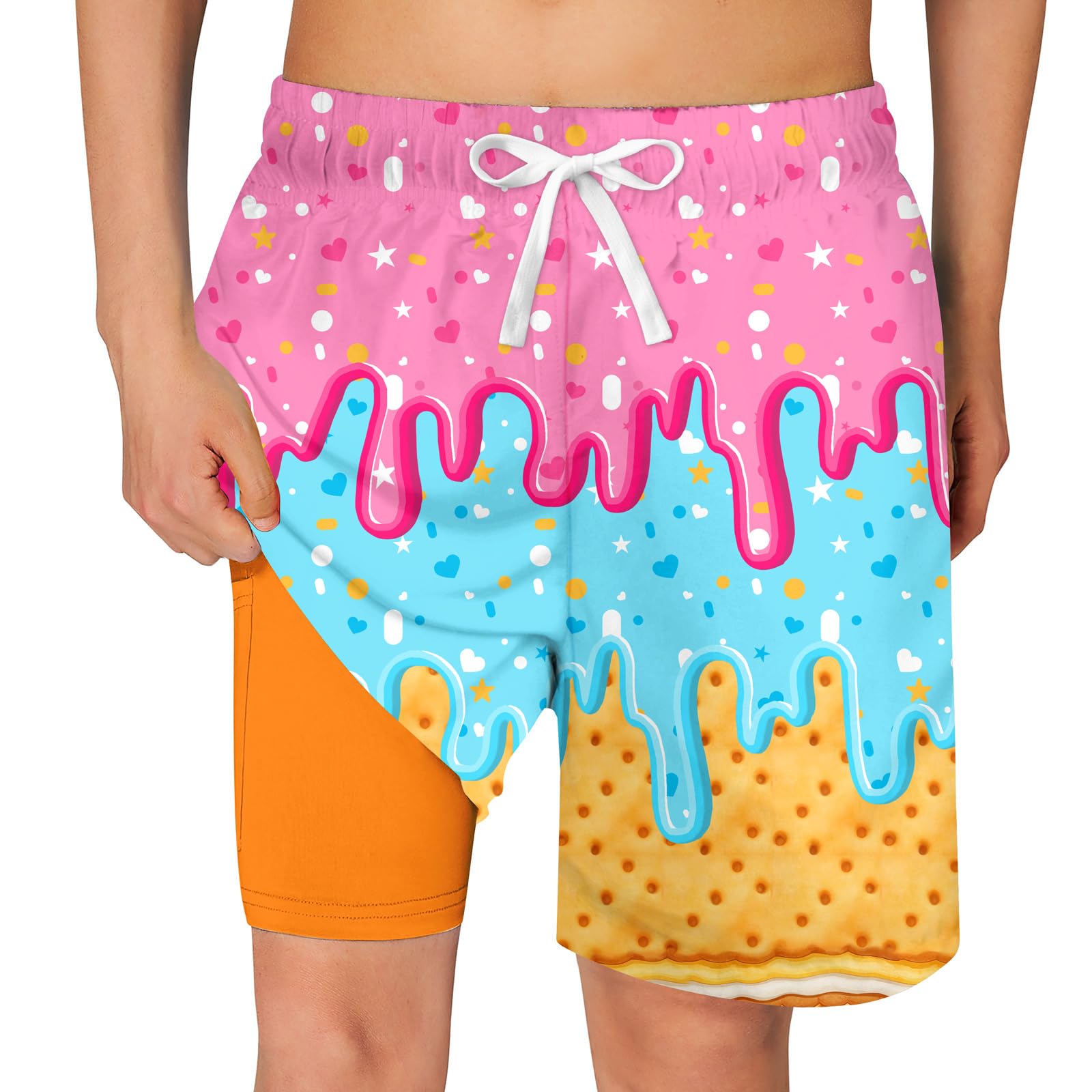 Cozople Boys Swim Trunks with Compression Liner Quick Dry Bathing Suit