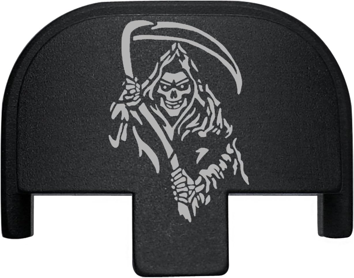 NDZ Performance Rear Slide Cover Back Plate for Smith & Wesson Self Defense S&W SD9 SD40 VE 9mm .40 Black Custom Laser Engraved Image: Grim Reaper 2