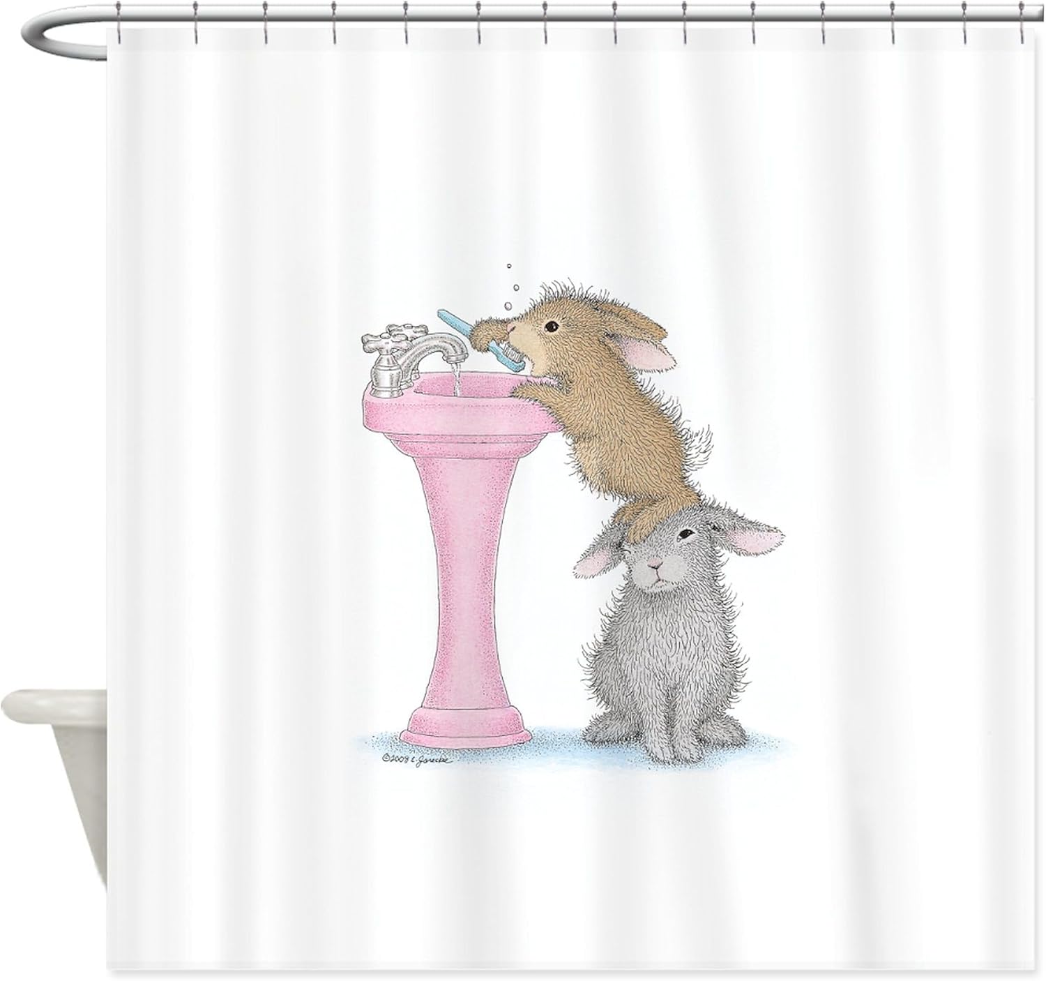 CafePress Bunny Lift Decorative Fabric Shower Curtain